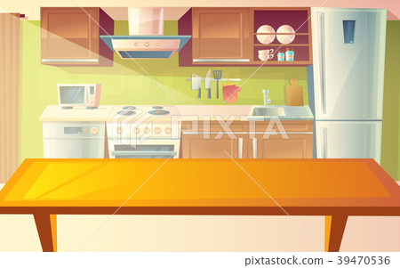 Vector cartoon illustration of kitchen interior 39470536