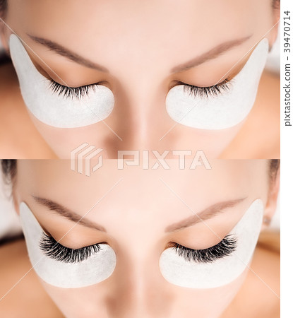 Eyelash Extension. Comparison of female eyes Eyelash Extension. Comparison of female eyes 39470714