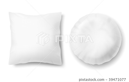 Vector 3d realistic pillows - square, round Vector 3d realistic pillows - square, round 39471077