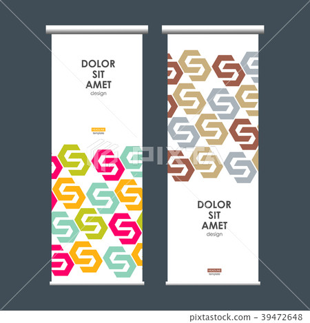 Roll up banner stand with hexagon pattern 39472648