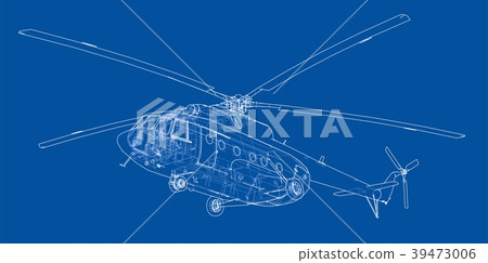 Engineering drawing of helicopter 39473006