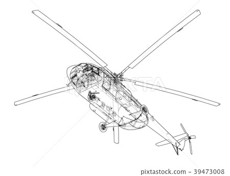 Engineering drawing of helicopter 39473008