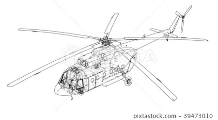Engineering drawing of helicopter 39473010