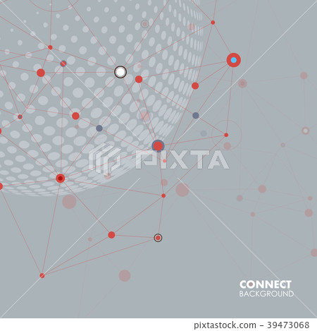 Vector halftone circle witn molecule connect Vector halftone circle witn molecule connect 39473068