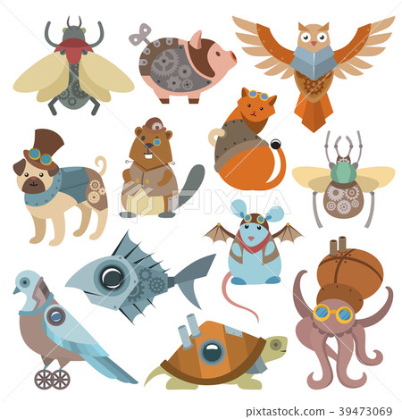 Animals steampunk vector animalistic characters in Animals steampunk vector animalistic characters in 39473069