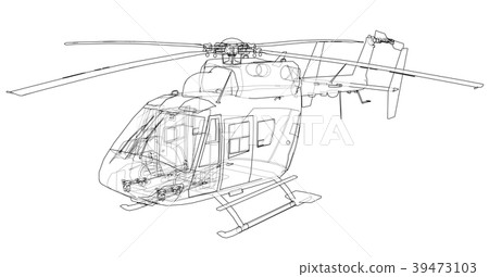 Outline drawing of helicopter 39473103