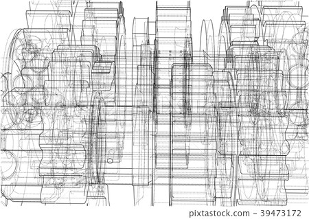 Gearbox sketch. 3d illustration 39473172