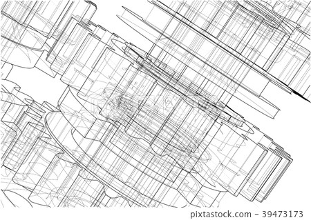 Gearbox sketch. 3d illustration Gearbox sketch. 3d illustration 39473173