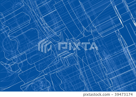 Gearbox sketch. 3d illustration 39473174