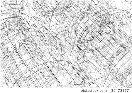 Gearbox sketch. 3d illustration Gearbox sketch. 3d illustration 39473177