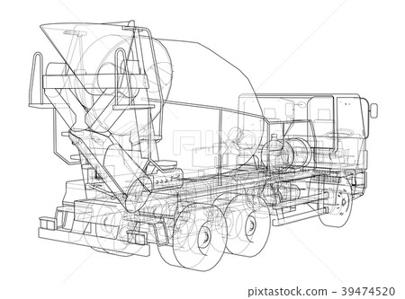 Truck mixer sketch. 3d illustration 39474520