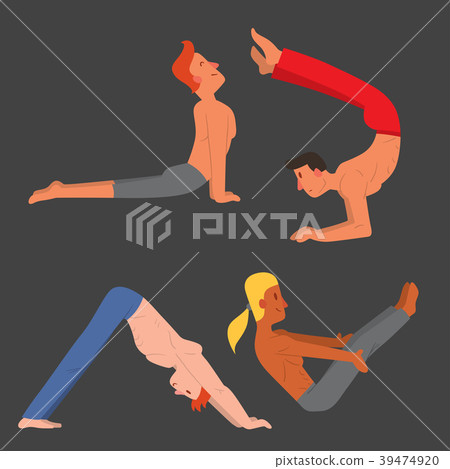Yoga positions mans characters class vector 39474920
