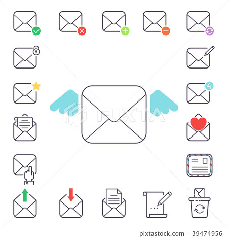 Email letter vector icons set envelope cover Email letter vector icons set envelope cover 39474956