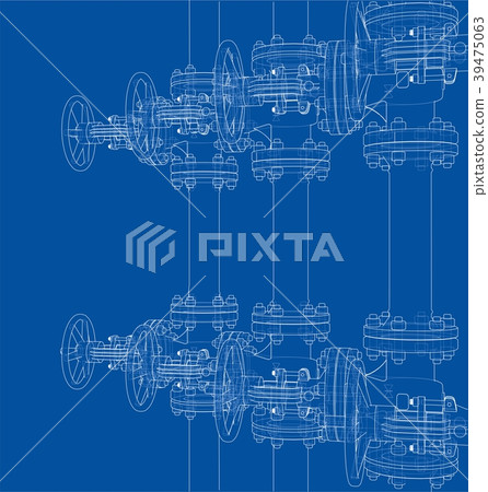Industrial valves sketch. 3d illustration Industrial valves sketch. 3d illustration 39475063