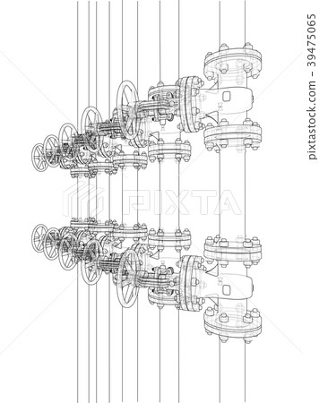 Industrial valves sketch. 3d illustration Industrial valves sketch. 3d illustration 39475065