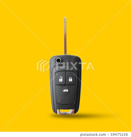 New key car on yellow background. New key car on yellow background. 39475226