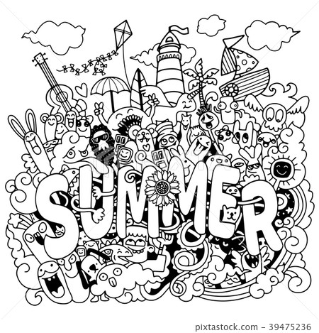 Hand drawn vector illustration set of summer Hand drawn vector illustration set of summer 39475236