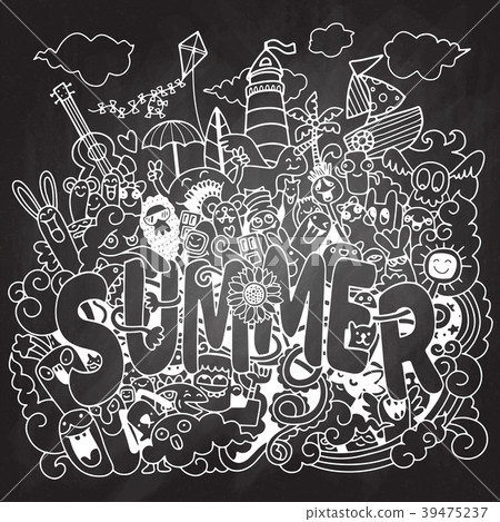 Hand drawn vector illustration set of summer Hand drawn vector illustration set of summer 39475237