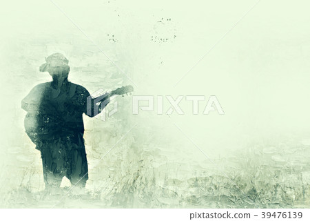 A man playing Guitar on watercolor painting A man playing Guitar on watercolor painting 39476139