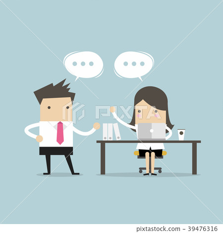 Businessman and businesswoman discussing. Businessman and businesswoman discussing. 39476316