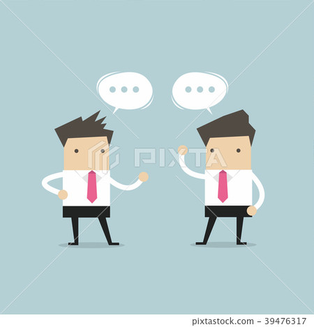 Two businessmen talking and discussing. Two businessmen talking and discussing. 39476317