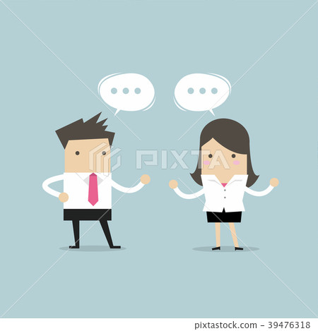 Businessman and businesswoman discussing. Businessman and businesswoman discussing. 39476318