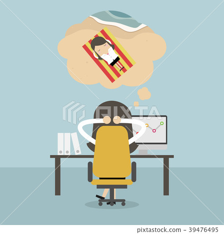 Businesswoman dreaming about vacation. 39476495