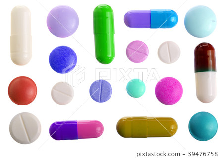 multicolor pill capsule isolated on white 39476758