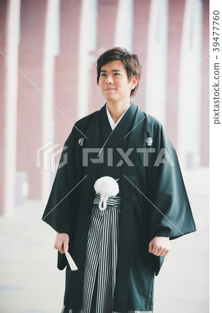 hakama with family crest, gents, male 39477760