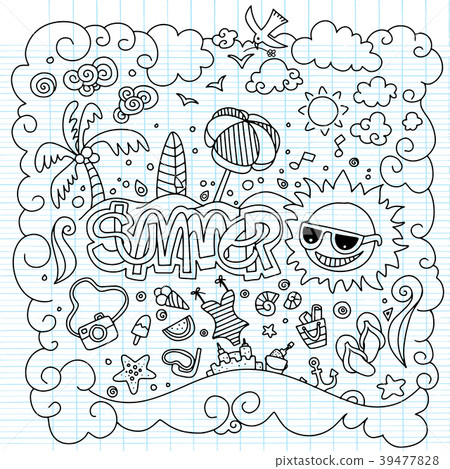 Hand drawn vector illustration set of summer 39477828