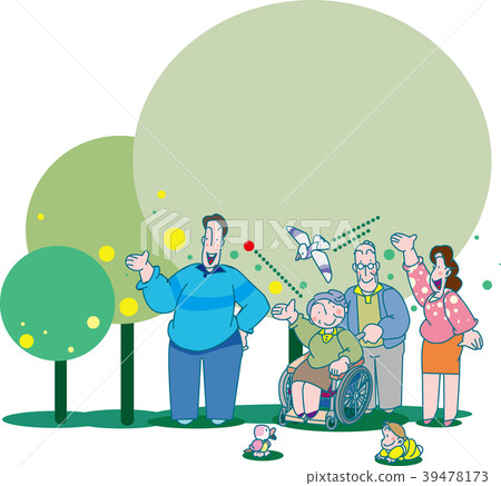 年輕夫婦和老夫婦在輪椅 39478173