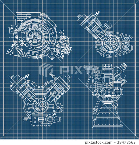 Set of drawings of engines - motor vehicle 39478562