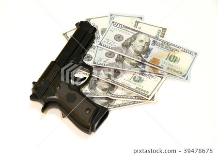 Black gun and one hundred dollars Black gun and one hundred dollars 39478678