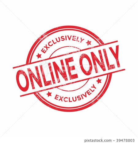 Online Only stamp. Red round grunge sign isolated. Online Only stamp. Red round grunge sign isolated. 39478803