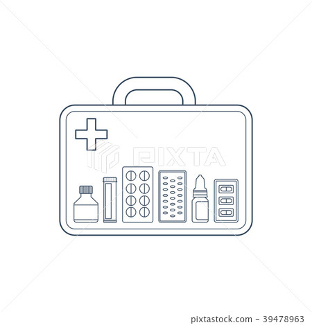Vector illustration of medicine box with bottles 39478963