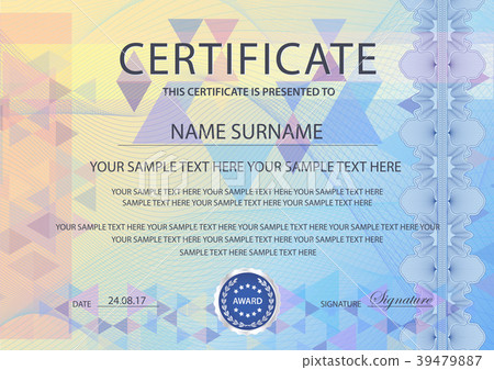 Certificate with light blue background. Design - Stock Illustration ...