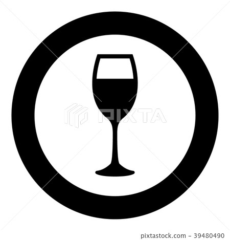 Glass of wine icon black color in circle Glass of wine icon black color in circle 39480490