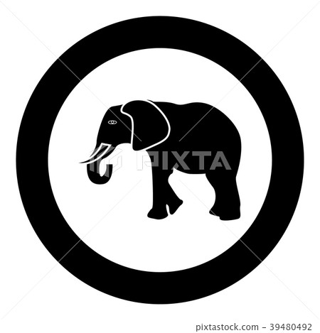 Elephant icon black color in circle Elephant icon black color in circle 39480492