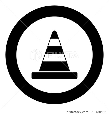 Road cone icon black color in circle Road cone icon black color in circle 39480496