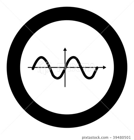 Sinewave icon black color in circle 39480501