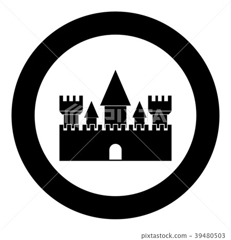 Castle icon black color in circle Castle icon black color in circle 39480503