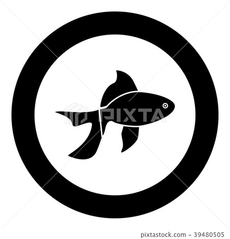 Fish icon black color in circle Fish icon black color in circle 39480505