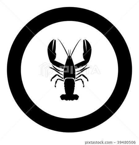 Craw fish icon black color in circle Craw fish icon black color in circle 39480506