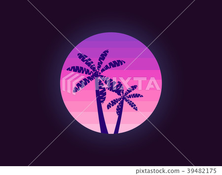 Palm trees on a sunset background in the style Palm trees on a sunset background in the style 39482175
