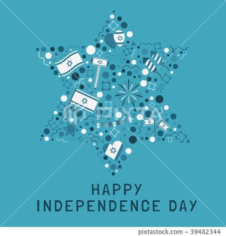Israel Independence Day icons in in star shape Israel Independence Day icons in in star shape 39482344