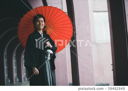 hakama with family crest, gents, male 39482848
