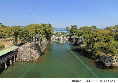 從高松城堡天台看到的Uchibori和水閘（左，Ninomaru，右，Sanomaru） 39483225