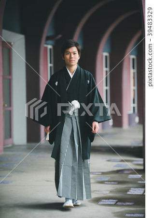 hakama with family crest, gents, male 39483329