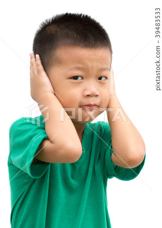 Asian child covered ears Asian child covered ears 39483533