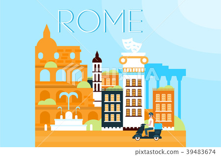 Rome, travel landmarks, city architecture vector Rome, travel landmarks, city architecture vector 39483674